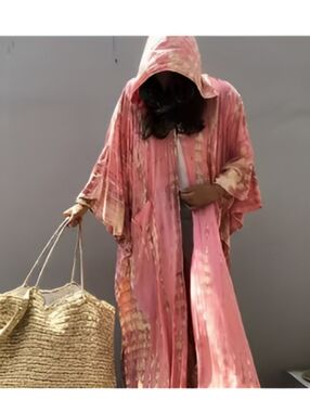 Full length belted, hooded Kimono, One Size, New